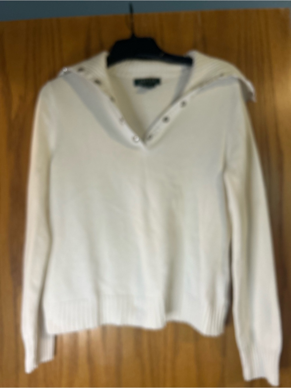 Ralph Lauren White Cotton Convertible snap turtleneck sweater Women’s Large - Picture 11 of 14